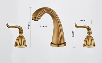 صنبور حوض واسع النطاق من البرونز العتيق من DecorBites™ بمقابض مزدوجة