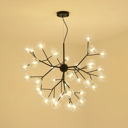 DecorBites™ Heracleum Firefly Glass Ball Chandelier: Gold Luxury Lighting for Dining Kitchen Staircase
