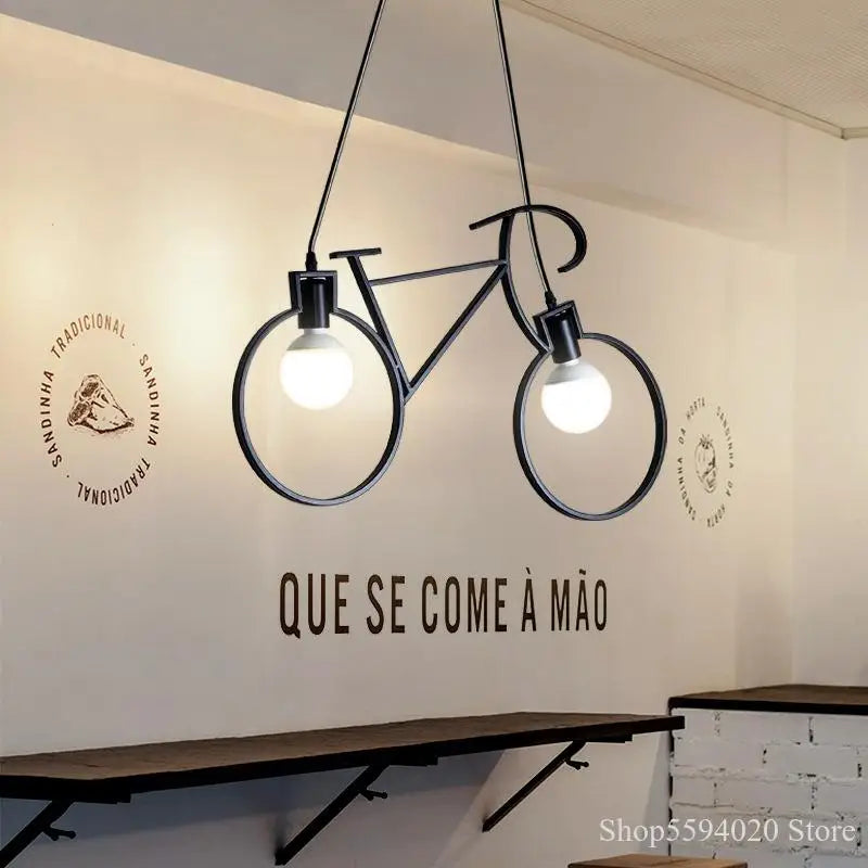 Lámpara colgante DecorBites™ con forma de bicicleta de hierro para restaurantes, bares e iluminación del hogar