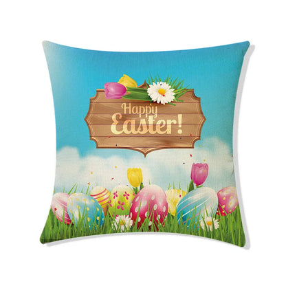 DecorBites™ Easter Rabbit Eggs Linen Pillowcase 45*45CM