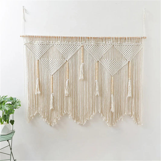 Woven Macrame Wall Hanging Tapestry Handmade Cotton Boho Rom Decor for Decobites