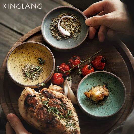 DecorBites™ Ceramic Round Sauce Dish - Small Seasoning Bowl for Soy Sauce and Wasabi