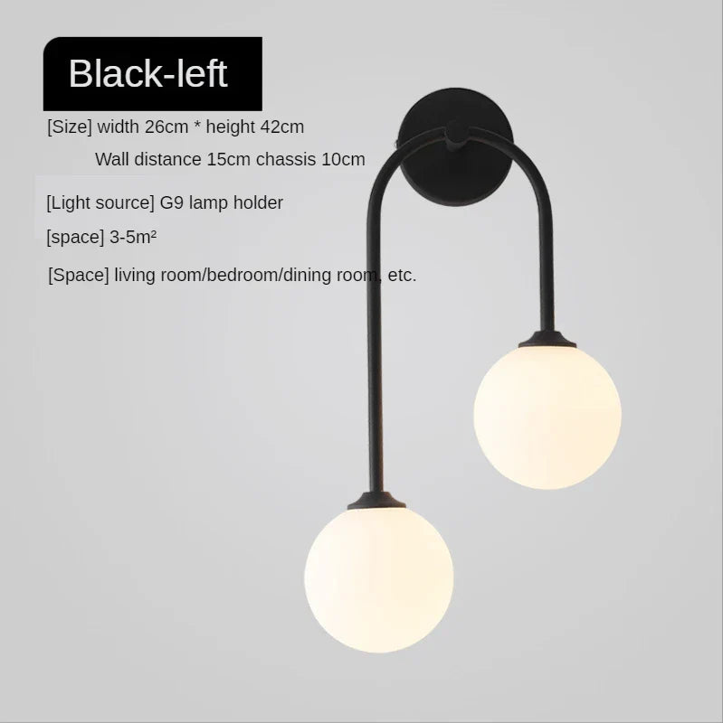 DecorBites™ Gold Glass Ball Wall Sconce | Modern Nordic Bedside Lighting for Bedroom