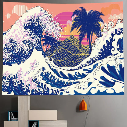 Decobites Sea Sunrise Japanese Home Art Tapestry Hippie Bohemian Wall Bed Sofa Blanket