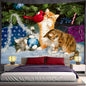 Decobites Christmas Kitten Snowman Tapestry Wall Hanging - Anime Cute Illustration Home Decor