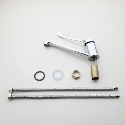 DecorBites™ Brass Long Handle Basin Faucet Mixer Tap Deck Mount Chrome Polished