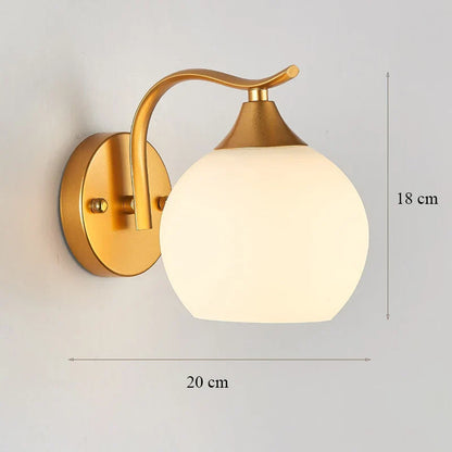 DecorBites™ Glass Shade Gold Wall Lamp for Bedroom Loft Design, Up Down Iron LED Wall Lights