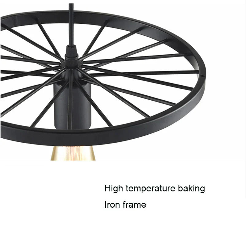 DecorBites™ Industrial Iron Wheel Chandelier for Dining Room, Restaurant, and Cafe