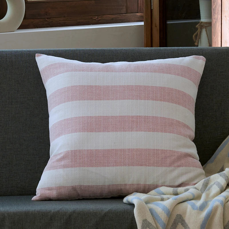 DecorBites™ Linen Stripe Cushion Cover - 45x45cm & 30x50cm Home Decor for Living Room
