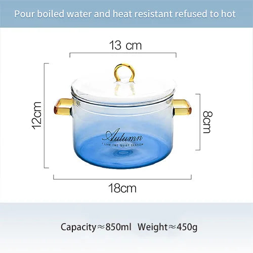 DecorBites™ Gradient Color Glass Saucepan Pot | Heat-Resistant Casserole Cookware