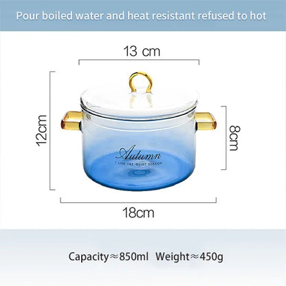 DecorBites™ Gradient Color Glass Saucepan Pot | Heat-Resistant Casserole Cookware