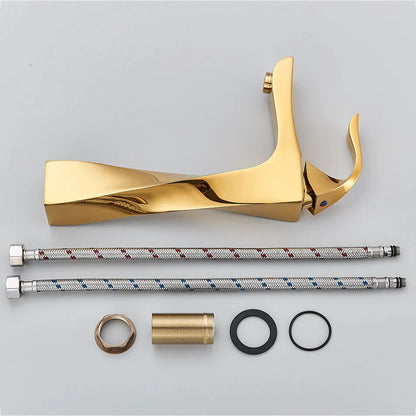 Grifo monomando para lavabo DecorBites™ de bronce negro.