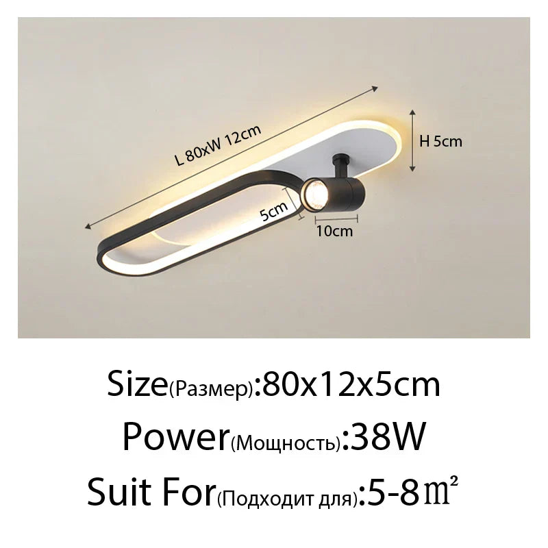 DecorBites™ Acrylic LED Chandelier with Spotlights, Black/Gold, Living Room Bedroom Lighting