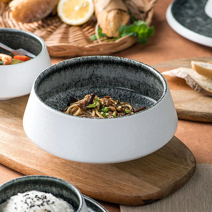 DecorBites™ Ice Cracked Glaze Ceramic Grey Plate and Bowls Set