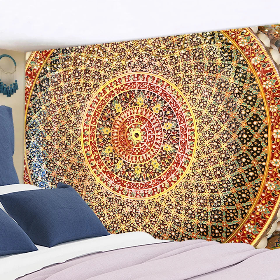 Decobites Floral Boho Mandala Tapestry Wall Hanging Hippie Psychedelic Carpet