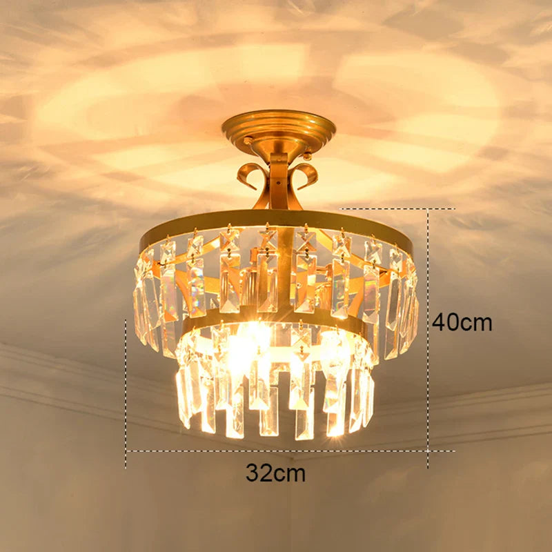 Gold Crystal Ceiling Chandelier 45x35cm Premium