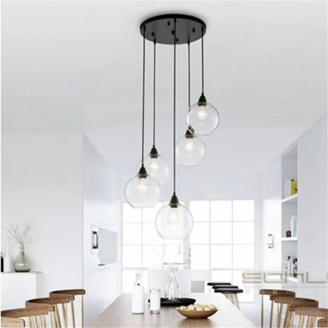 DecorBites™ Hand Blown Clear Glass Globe Lamp Shade with 2 Ends Opening, D18cm Glass Cover Ball Lampshade