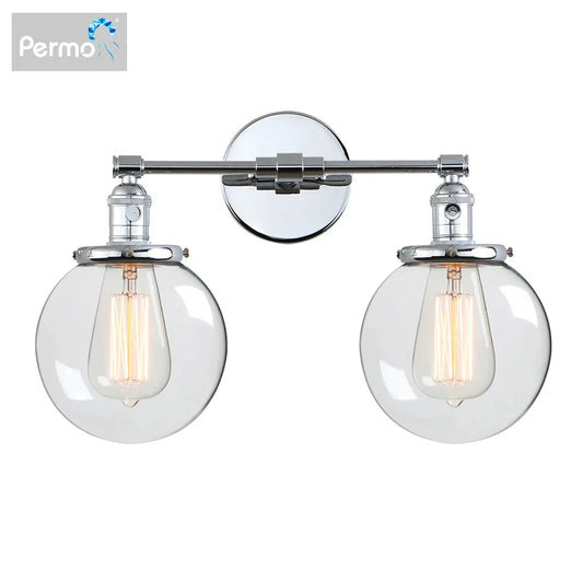 Aplique de pared DecorBites™ con globo de cristal para decoración retro - Doble cabezal E27