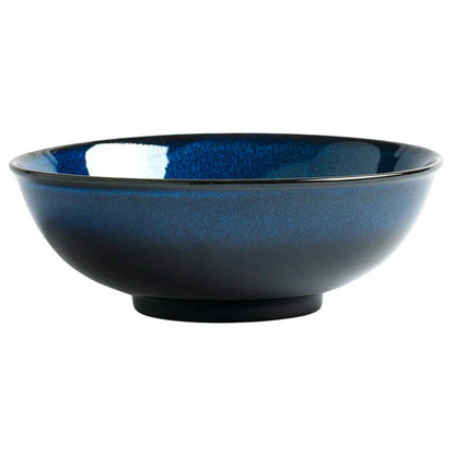 DecorBites™ Japanese Blue Ceramic Tableware Set - Rice Bowl, Plate, Spoon, Udon Ramen Bowl, Soup Dish