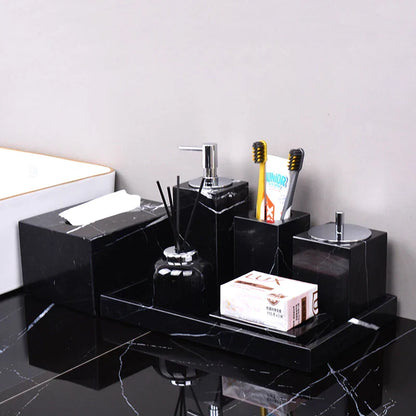 طقم حمام DecorBites™ من رخام ماركينا الأسود cue.opti