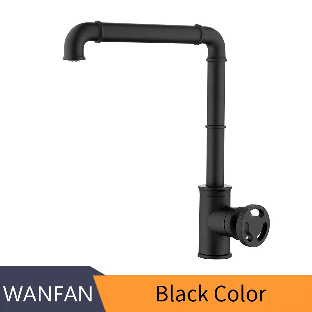 DecorBites™ Gold Brass Retro Industrial Style Bathroom Faucet Hot Cold Mixer Tap