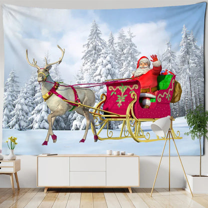 Decobites Santa Claus Sleigh Tapestry Wall Hanging Witchcraft Christmas Day Girl Home Decor