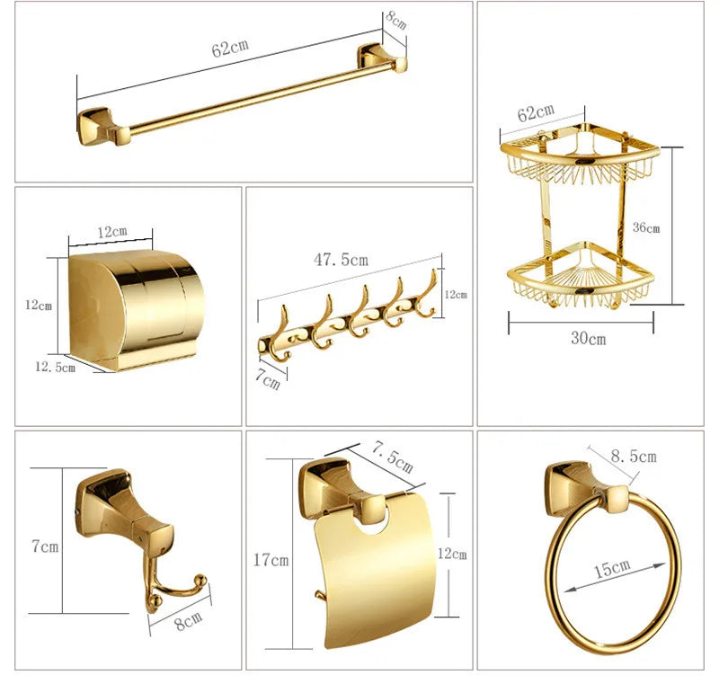 Decorbites™ Gold-Badarmatur-Set für Handtücher, Papier, Bürsten und mehr