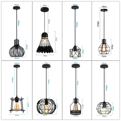DecorBites™ Industrial Nordic Cage Pendant Light, Black Iron Retro Loft Hanging Lamp