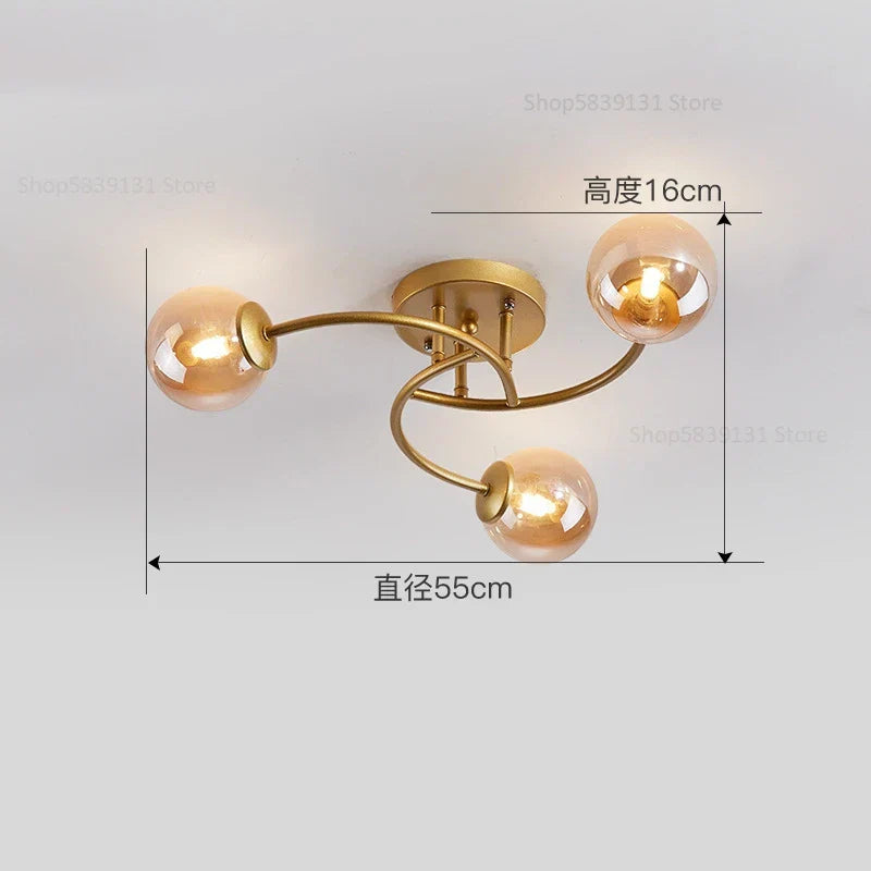 DecorBites™ Glass Bulb LED Ceiling Light Fixture for Modern Living Room and Kitchen