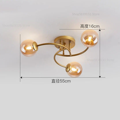 DecorBites™ Glass Bulb LED Ceiling Light Fixture for Modern Living Room and Kitchen