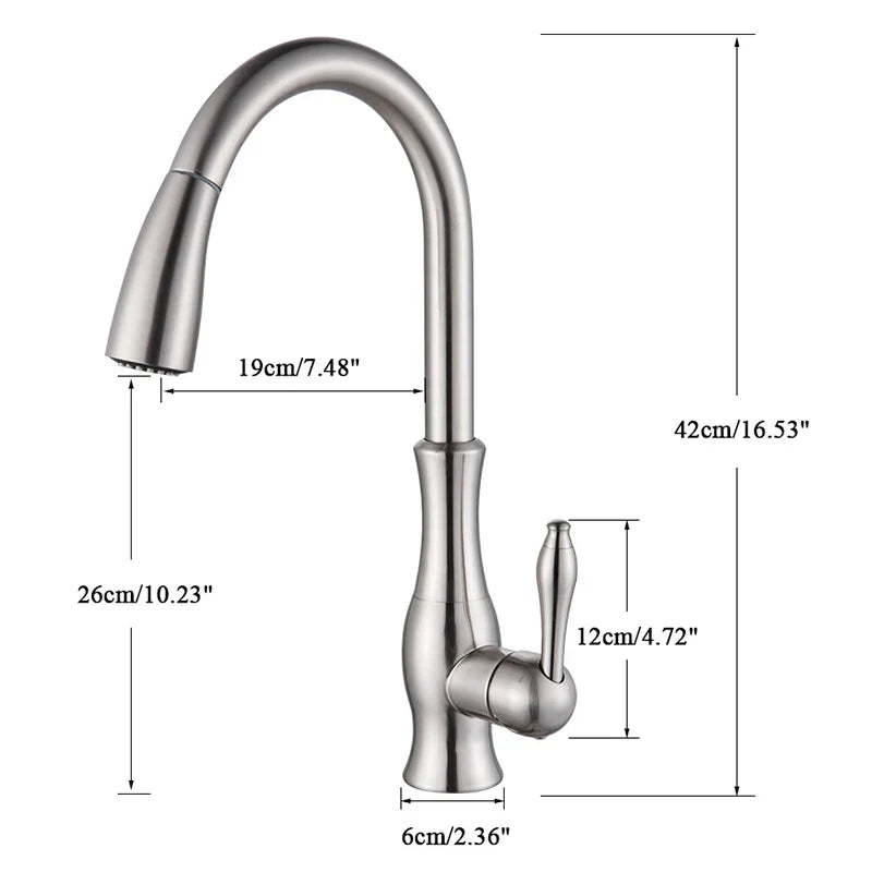 Grifo mezclador monomando extraíble DecorBites™ de níquel cepillado para cocina