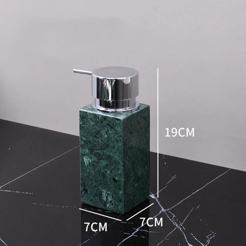 DecorBites™ Dark Green Marble Bathroom Set - Nordic Light Luxury Tray Toothbrush Holder Soap Dispenser Kit
