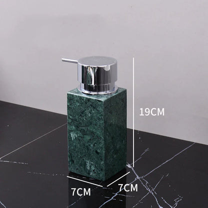 DecorBites™ Dark Green Marble Bathroom Set - Nordic Light Luxury Tray Toothbrush Holder Soap Dispenser Kit