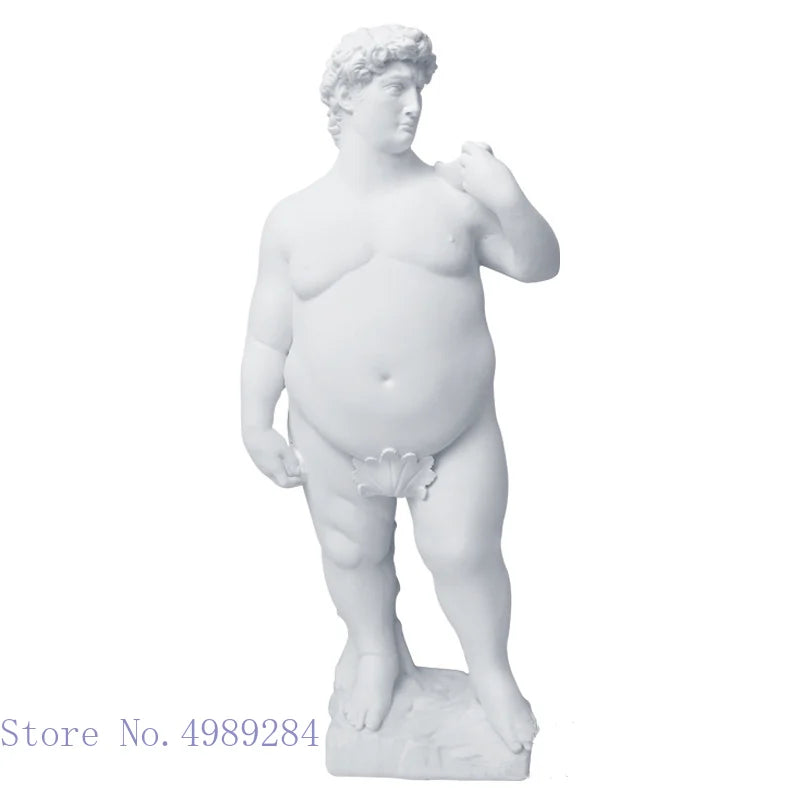 DecorBites™ David Obesity Resin Sculpture: Nude Male Figure Art Home Decor Ornament