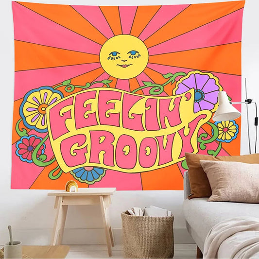 Decobites Sunshine Boho Tapestry - Colorful Psychedelic Wall Hanging, Bedroom & Living Room Decor