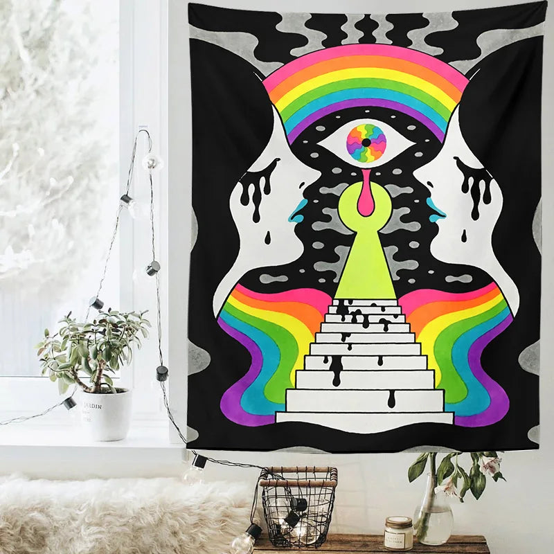 Rainbow Hippie Tapestry Wall Hanging for Vibrant Home Decor by Decobites