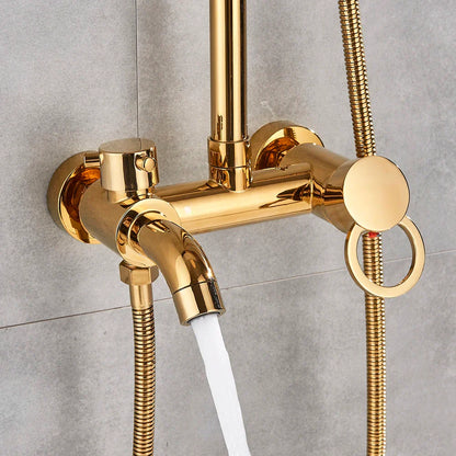 DecorBites™ Gold Polish 8" Rain Shower System Wall Mounted Bathtub Faucet
