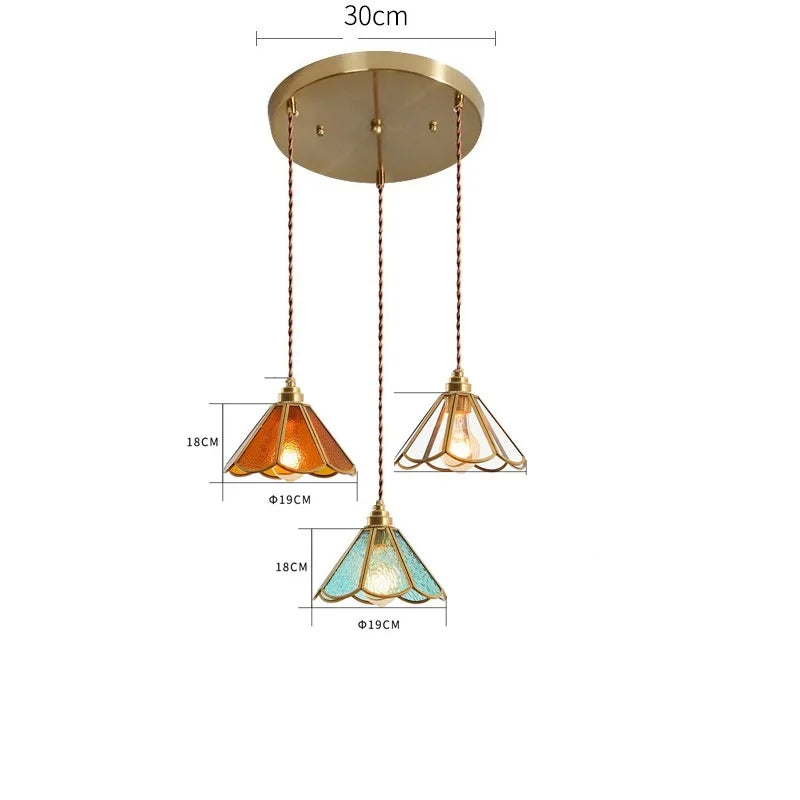 DecorBites™ Japanese Vintage Glass Copper LED Pendant Lamp for Bedroom, Bar, Cafe