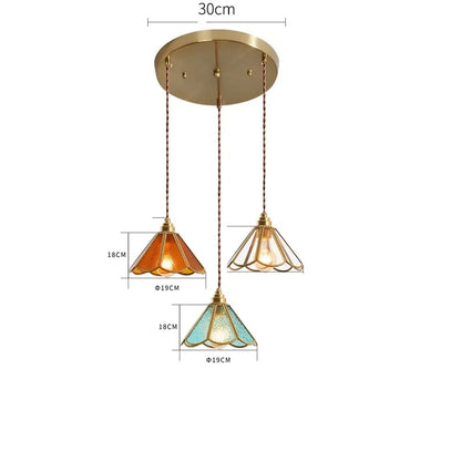 DecorBites™ Japanese Vintage Glass Copper LED Pendant Lamp for Bedroom, Bar, Cafe
