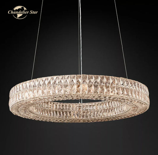 DecorBites™ LED Halo Crystal Chandelier for Bedroom Living Dining Room Decor