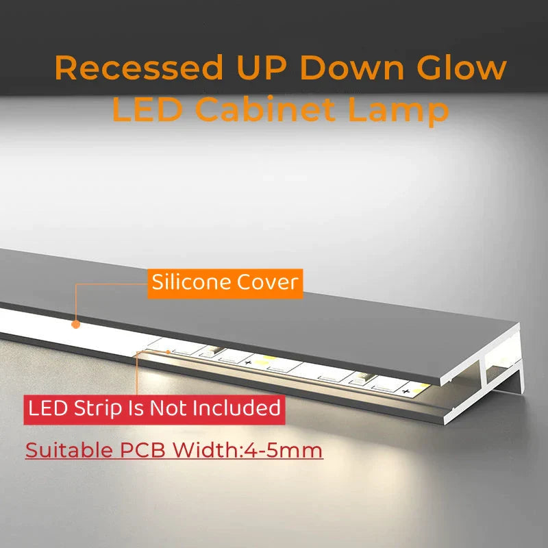 Lámpara de Capa de Gabinete LED Decorbites™: Perfiles de Aluminio Ultradelgados, Luz Trasera Arriba y Abajo, Tablero de 18 mm.