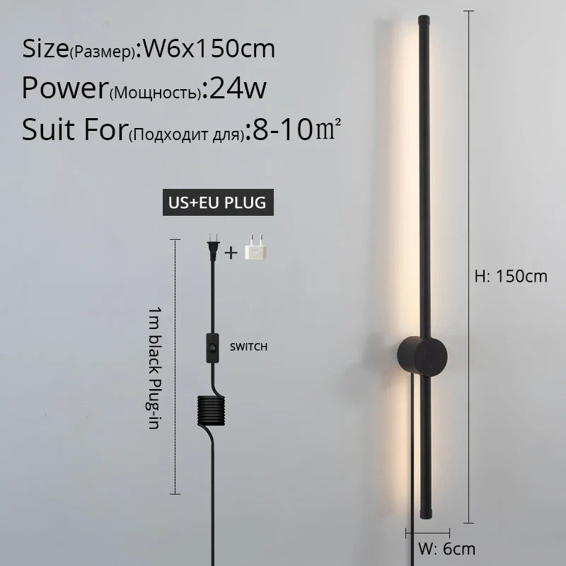 ديكوربايتس™ مصباح حائط LED أسود لغرفة المعيشة وغرفة النوم