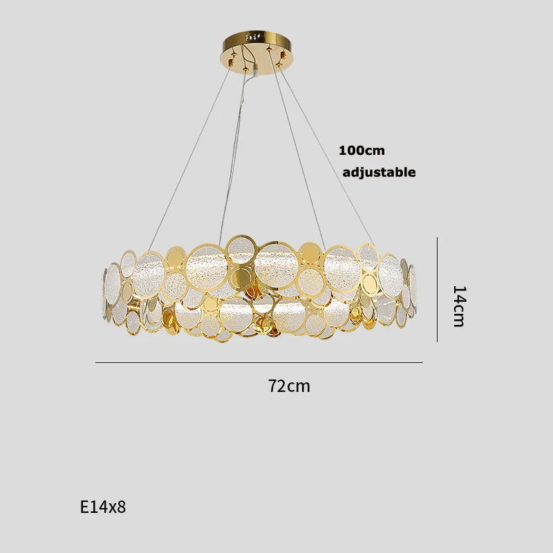 DecorBites™ Gold Iron Glass Chandelier Lighting for Dinning Room