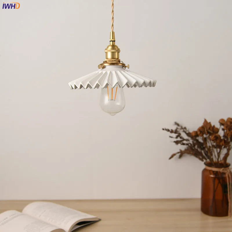 DecorBites™ Japanese Ceramic Pendant Light Fixture Copper Vintage Nordic Lamp for Home Décor