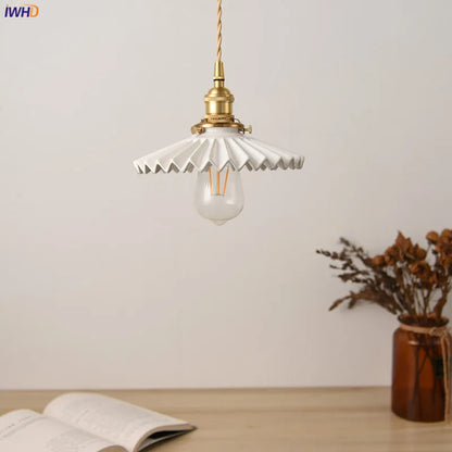 DecorBites™ Japanese Ceramic Pendant Light Fixture Copper Vintage Nordic Lamp for Home Décor