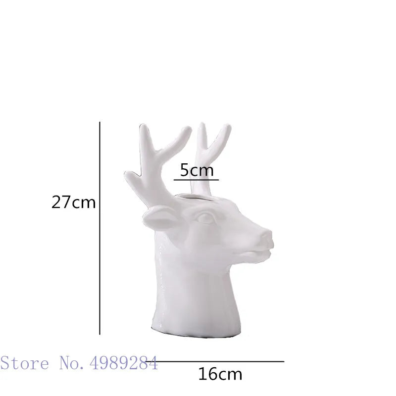 DecorBites™ Deer Head Ceramic Vase - Home Decor Animal Head Flower Vase