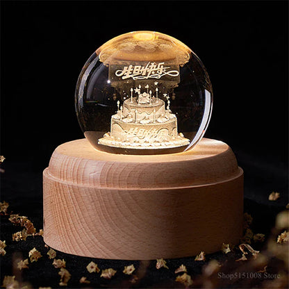 Lámpara de noche DecorBites™ Bola de Cristal con Caja de Música USB y Globo Terráqueo 3D