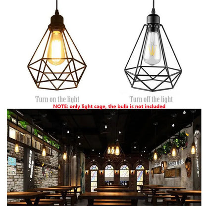 DecorBites™ Diamond Cage Wrought Iron Pendant Light for Dining Room and Kitchen Island
