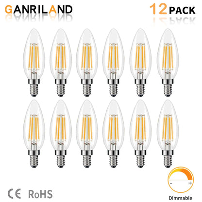 Decorbites™ dimmbare Vintage-LED-Kerzenlampe 4W Warmweiß 2700K für Kronleuchter und Nachttisch 12 Stk.