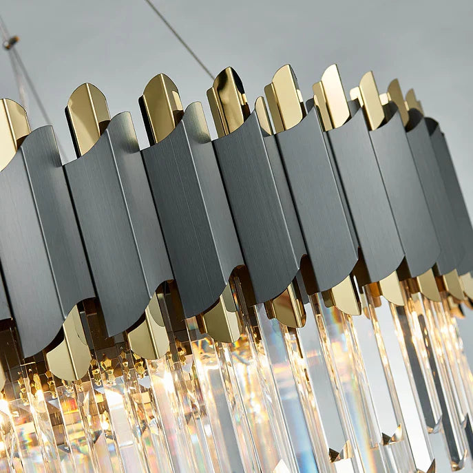 DecorBites™ Art Deco Golden Black Crystal Pendant Lights for Dinning Room